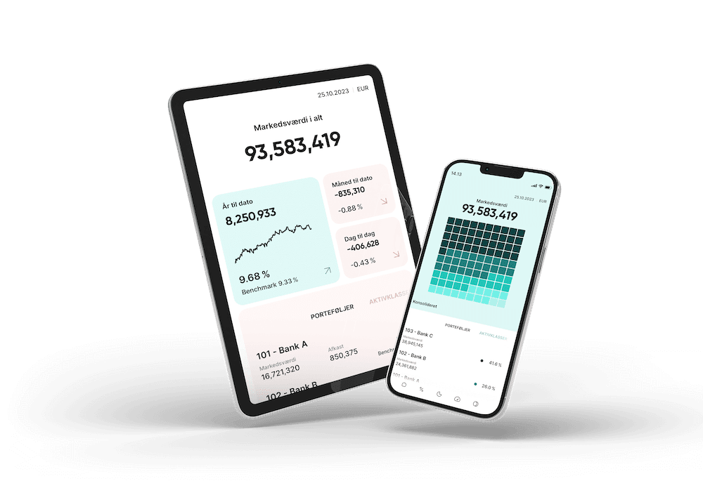 Hemontos investeringsoverblik på tablet og mobiltelefon