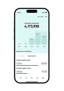 Overblik over private equity commitments via Hemontos app