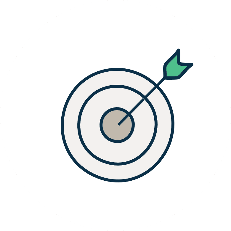 Ikon af måltavle med pil for investeringsstrategi.