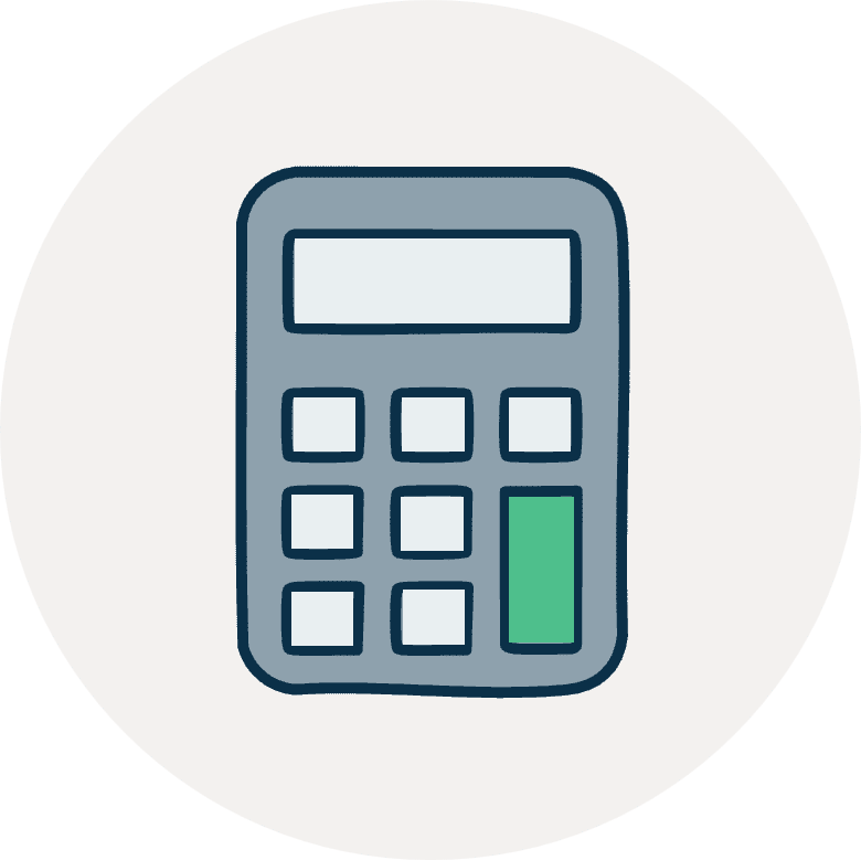 Ikon af en lommeregner, der symboliserer regnskab for Hemontos investeringsoverblik.