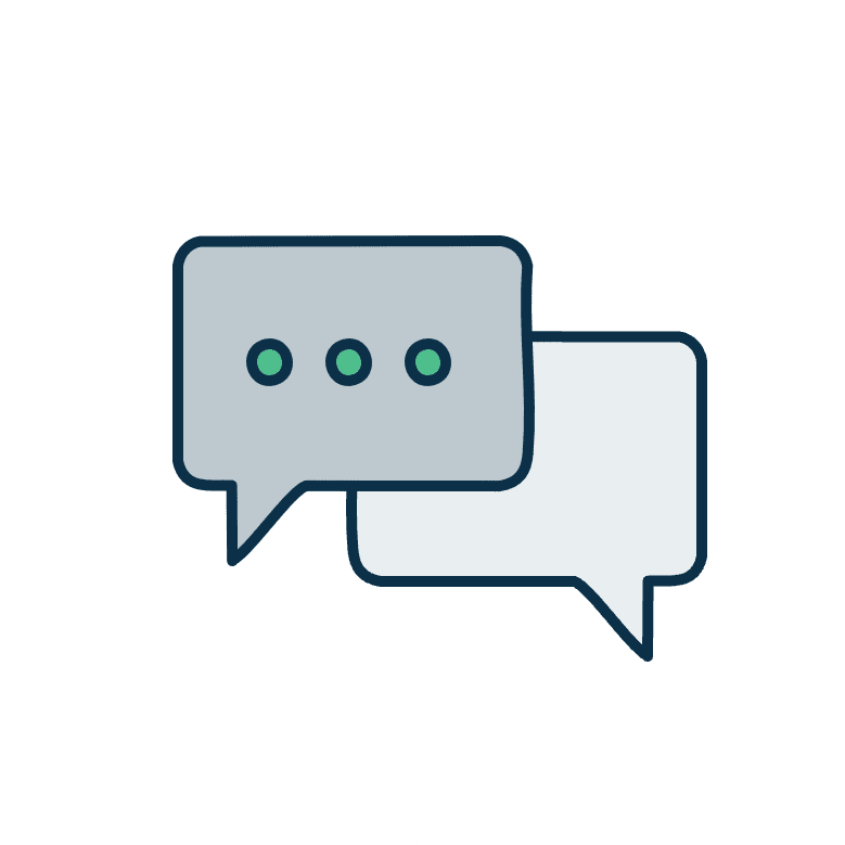 Ikon for second opinion med chatbobler.